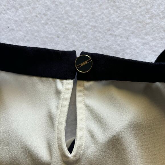 Talbots Colorblock Nautical Sailor Top Navy Cream Gold Buttons Size Medium - Picture 8 of 8